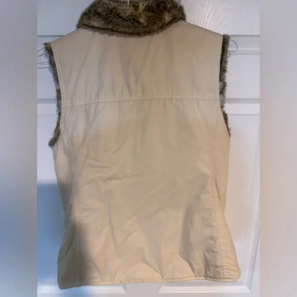 Vintage Cream Faux Fur Lined Vest, reversible EUC - Picture 3 of 4